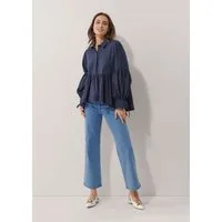 Alba Moda Hemdbluse Oversized Bluse mit Plisseedetails Uni-Design, Hemdkragen, verdeckte Knopfleiste
