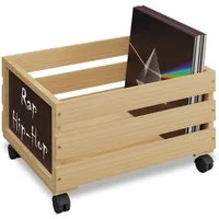 relaxdays Aufbewahrungsbox Schallplatten Kiste Bambus