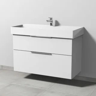 Sanipa 3way Waschtischunterbau zu Duravit Dura Square Waschtisch mit 2 Auszügen, Weiß-Soft UM42743