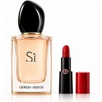 Giorgio Armani Duft-Set Sì EdP 100 ml inkl. Rouge d'Armani Matte 400 Lippenstift 1,4 g, 2-tlg., Exklusives Beauty-Duo aus Duft & Make-up
