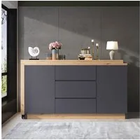 Odikalo Schreibtisch Eckschreibtisch Sideboard Faltbar (Schreibtisch mit feststellbaren Rollen – multifunktionales Design, 4 cm dickere, drehbare Tischplatte, fest arretierbar, Grau/Eiche, Faltbarer Schreibtisch, Eckschreibtisch, Sideboard,Dicke Mate