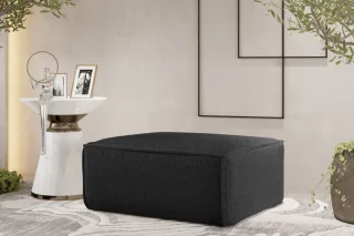 Polsterhocker Designerhocker CELES PREMIUM 105x105 cm Stoff Ascot Bukla Schwarz