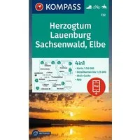 KOMPASS Wanderkarte 722 Herzogtum Lauenburg, Sachsenwald, Elbe 1:50.00 / diverse, 4in1 Wanderkarte mit Aktiv Guide und Detailkarten inklusive Karte zur offline Verwendung in der KOMPASS-App. Fahrradfahren. Reiten.