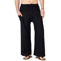 PANASIAM Wellnesshose Weite Baumwollhose mit Gummibund Schlupfhose im Stil einer Fischerhose bequeme Relaxhose als Rehahose, Yogahose oder auch im Homeoffice