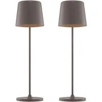 Brilliant LED Tischleuchte Kaami - mobile LED Außen Akku Tischlampe 2er-Set, Dimmfunktion, mehrere Helligkeitsstufen, LED fest integriert, Warmweiß, 310 lm, Touchdimmer, USB, Akku, Outdoor, Indoor, Akkuleuchte 37cm hoch