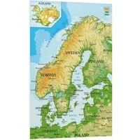 Posterlounge Wandbild Skandinavien - Karte, Editors Choice, erhältlich als Poster, Leinwandbild, Wandsticker oder Acrylglasbild