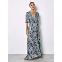 Apricot Maxikleid Maxikleid aus schimmerndem Chiffon mit Blumenmuster und Metallfaden