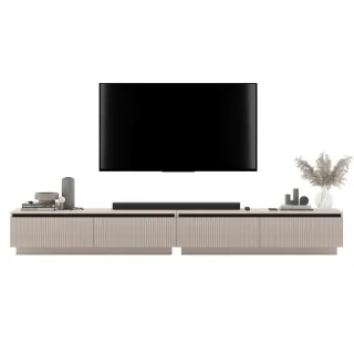 Meble Lindner Tv-Lowboard, Kaschmir, Holzwerkstoff, 4 Fächer, Rechteckig,Rechteckig, 280x37x35 cm, Wohnzimmer, Wohnwände, Lowboards, Lowboards stehend
