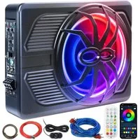 Insma 800W Ultra-Slim 10Zoll Auto Subwoofer Verstärker mit LED Ambientelicht Auto-Lautsprecher (App & Fernbedienung)