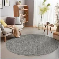 SIMPEX24 Teppich Unicolor, Rund, Höhe: 7 mm, Schlingenteppich Schlafzimmer Einfarbig Meliert Design