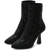 LASCANA Sock Boot, Schlupf-Stiefel, Ankle Boots, High-Heel-Stiefelette aus elastischem Material mit eleganten Schmucksteinchen VEGAN