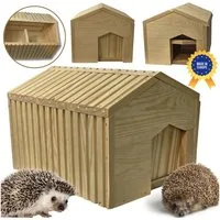 Modo24 Igelhaus mit Boden XXL Winterfest Igelhütte Labyrintheingang, 25x36x27 cm Bausatz Igelfutterhaus Winterschlaf & Nisthaus FSC Holz