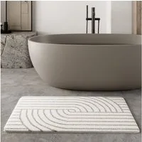 Wecon home Basics Badematte Hilda, Höhe 15 mm, Polyester, rechteckig, waschbar, rutschfest, strapazierfähig, pflegeleicht mit Retro Muster