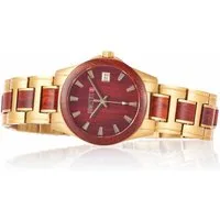 Bonizetti Chronograph MACCU PICCHU Damenuhr, (3,9 cm, kastanienbraun-gold, 1-tlg), Sandelholz, Naturmaterialien, leicht