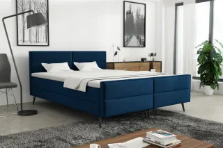 Boxspringbett Schlafzimmerbett GRANADA 160x200cm Stoff Monolith Dunkelblau
