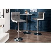 riess-ambiente Barhocker MODENA grau/weiß/silber - Strukturstoff, Kunstleder, mit Lehne, 360° drehbar, höhenverstellbar, Chrom