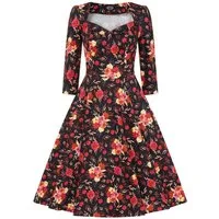 Hearts & Roses London A-Linien-Kleid Margot Floral Blumen Rosen Vintage Retro 50er