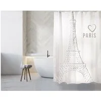 MSV Duschvorhang PARIS MON AMOUR Breite 180 cm, Anti-Schimmel Textil-Duschvorhang, Polyester, 180x200 cm, waschbar