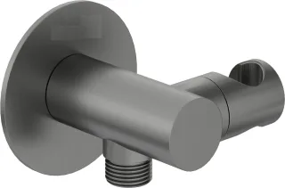 Neuesbad Serie 600 Wandanschlussbogen mit integriertem verstellbarem Brausehalter, rund, Titanium NB1NQS_D57K1