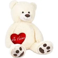 BRUBAKER Kuscheltier XXL Teddybär 100 cm mit Je t'aime Herz (1-St), großer Teddy Bär, Stofftier Plüschtier