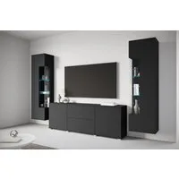 OTTO home Wohnwand KENIA, (Komplett-Set, 3-St), Vitrinen mit Eckverglasung, hängend und stehend montierbar