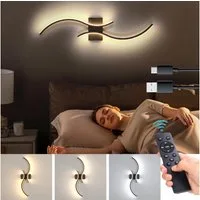 MUPOO Spiegelleuchte LED Wandleuchte Innen Dimmbar,Moderne Schwarz Wandleuchte Kabellose, 1 Stück, 3000–6000K, LED fest integriert, 100CM Lang Doppelbogen-Lampenkörper mit Fernbedienung und Kabel USB-C