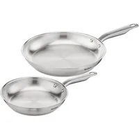 Tefal Pfannen-Set Virtuoso, hochwertiger Premium-Edelstahl, unversiegelt, Edelstahl (Set, 2-tlg., 1x Bratpfanne Ø 24 cm, 1x Bratpfanne Ø 28 cm, Höhe 5 cm), für alle Herdarten geeignet, backofengeeignet bis zu 250°C
