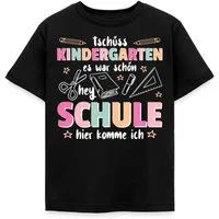 Spreadshirt T-Shirt Tschüss Kindergarten Hey Schule Pastell Kinder T-Shirt (1-tlg) Fällt klein aus. Wir empfehlen, eine Größe größer zu bestellen.