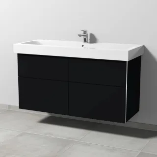 Sanipa 3way Waschtischunterbau zu Geberit iCon Waschtisch mit 4 Auszügen, Schwarz-Matt BS65508