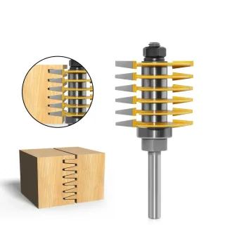 LAVIE Carbide Finger Joint Router Bit 1/2 Inch / 8MM / 12MM Shank Rust Resistant Woodworking Tool for Precise Milling Co
