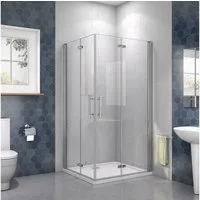 AICA Eckdusche Eckdusche Scharnier-Falttür,barrierefrei, großer Verstellbereich, BxT: 70x70 cm, Sicherheitsglas, Einscheibensicherheitsglas