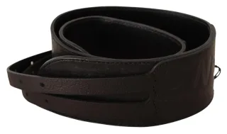 Costume National Damen Dunkelbrauner Leder Gürtel mit Doppel-Schnalle