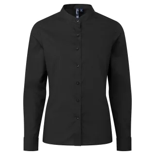 Premier - Formelles Hemd Opa-Kragen für Damen (Schwarz)