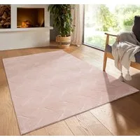 TaraCarpet Teppich TaraCarpet Homestyle 392 Shell, rechteckig, Höhe: 10 mm, Felloptik hoch-tief weich waschbar Düne rosa 50x80