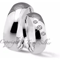 Trauringe123 Trauring Hochzeitsringe Verlobungsringe Trauringe Eheringe Partnerringe aus 925er Silber mit drei Zirkonien J11