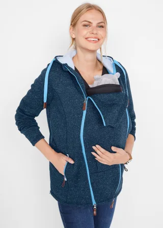 bonprix 2-in-1 Umstands- und Tragejacke aus Strickfleece, blau, Gr.44/46 (L), Weiche Tragejacke aus Strickfleece, aus Fleece