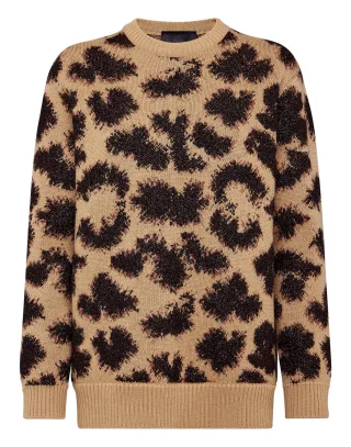 Rundhalspullover Leopard