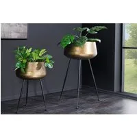 riess-ambiente Übertopf FLOWERS 65cm messing gold / schwarz · Blumentopf mit Füßen/Ständer (Set, 2 St), Wohnzimmer · Pflanzgefäß · Hammerschlag-Design · orientalisch