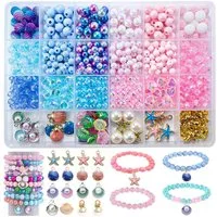 CLTYQ Ketten und Armband Set Armbänder Selber Machen Kinder,Farben Armband Meeresthema Bastelset (625-tlg), Schmuckzubehör zum Auffädeln, DIY Armband Selber Machen Kit