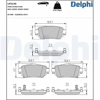 Delphi Bremsbel?ge hinten Nissan Qashqai X-Trail Renault Kadjar Koleos