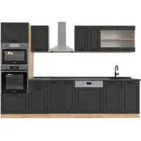 Vicco Küchenzeile R-Line, Anthrazit Landhaus/Goldkraft Eiche, 300 cm mit Hochschrank,...