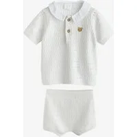 Next Pullover & Shorts Baby Strickoberteil mit Kragen und Shorts im Set (2-tlg)