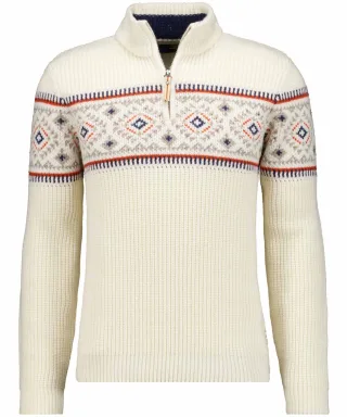 RAGMAN - Strickpullover mit Stehkragen, Jacquard Ecru - Gr. - L
