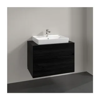 Villeroy und Boch Collaro Waschtischunterschrank C080B0AB 80x54,8x50cm, Waschtisch mittig, LED-Beleuchtung 5,7 W, black oak