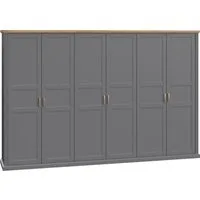 OTTO home Kleiderschrank Tara, wahlweise 4 Breiten, hoher Schrank 227cm, soft-close-Funktion (Landhausstil mit Kranzprofil und Kasettenoptik, Innen Holzdekor) lackiert mit hochwertigen wasserbasiertem UV-Lack, FSC-zertifiziert