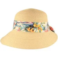 Breiter Strohhut Strand Paper-Schute mit buntem Zierband