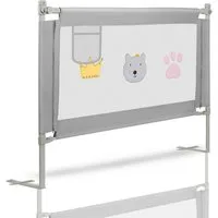 Clanmacy Bettschutzgitter Bettgitter 150cm Kinderbett Kinderbettschutzgitter Rausfallschutz (und strapazierfähigem Polyester Canvas Material 150-200cm), aus Metall