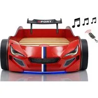 Aileenstore Autobett TURBO GTE (ohne Zubehör), Kinderbett 90x200, Lattenrost,LED,Unterbodenlicht,Sound,Fernbedienung