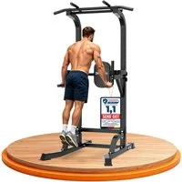DH FitLife Kraftstation Power Tower mit Klimmzugstange und Dip Station, (Dip Barren 300kg, Pull Up Bar 150kg), höhenverstellbar für Ganzkörpertraining Zuhause