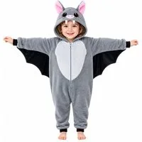 Corimori Jumpsuit Flauschiges Fledermaus-Kostüm für Kinder,  Halloween Fasching Kostüm (2-tlg) Jumpsuit, Pyjama, Fasching, Kigurumi, Tierkostüme, Fledermaus "Vivi"